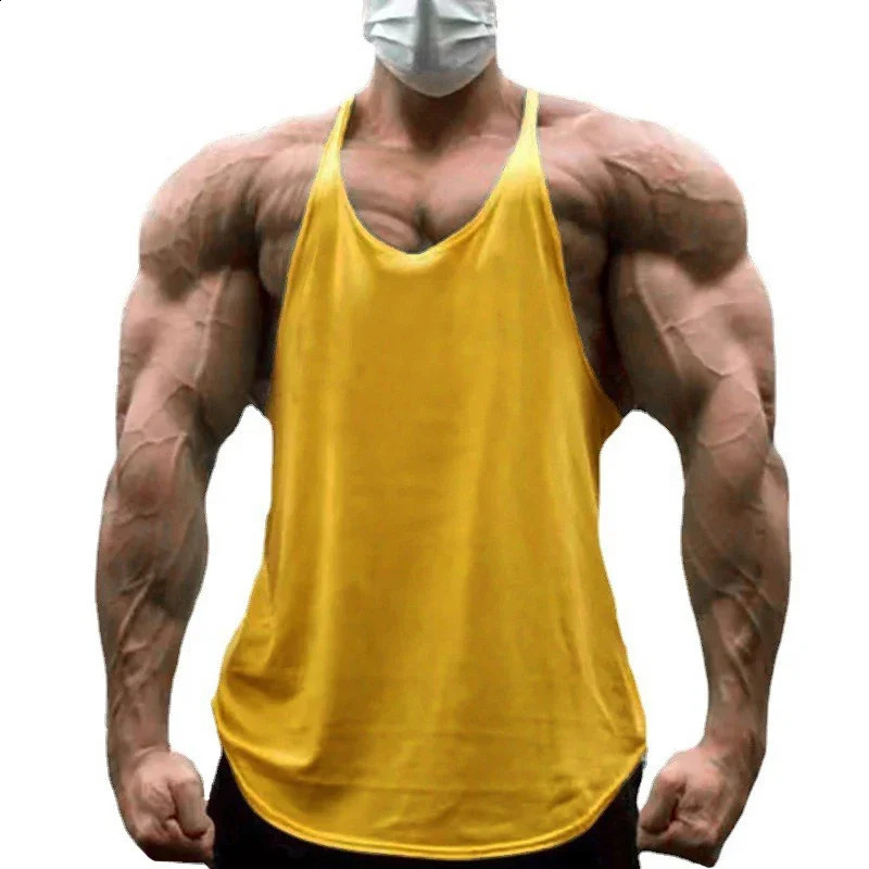Fitness vest muscular men gym clothing fitness camisole mens cotton sleeveless sweatshirt 250319
