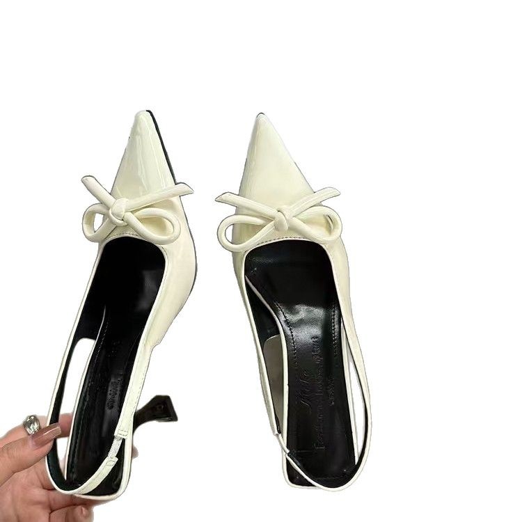 Baotou sandals Free Shipping Designer Slippers pointed bow high heels rear empty sandals External penetration Women travel shoes