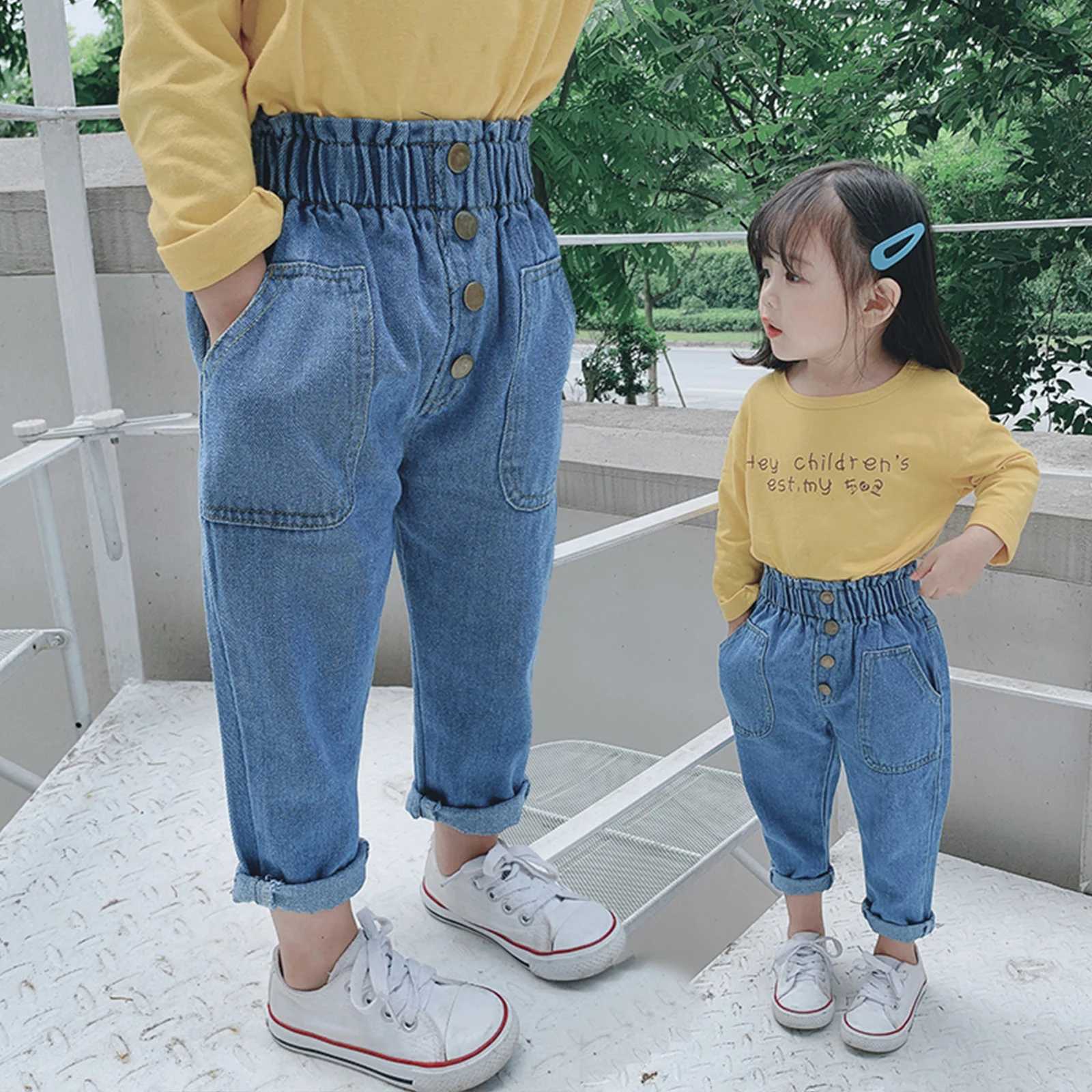 Quick view Wish list 0-5Years Toddler Baby Girls Jeans All-Match Elastic Waist Denim Ripped PantsT250326
