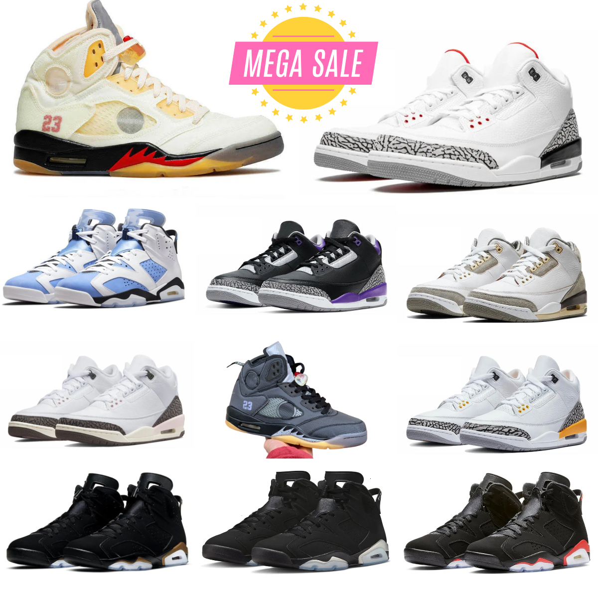 Mens 3 5 6 Basketball Sports Shoes Trainers 3s Grey Black White Green Cement Tennis Shoes Sail Muslin Metallic UNC Carmine 5S 6s Oreo Infrared Women Designer Sneakers