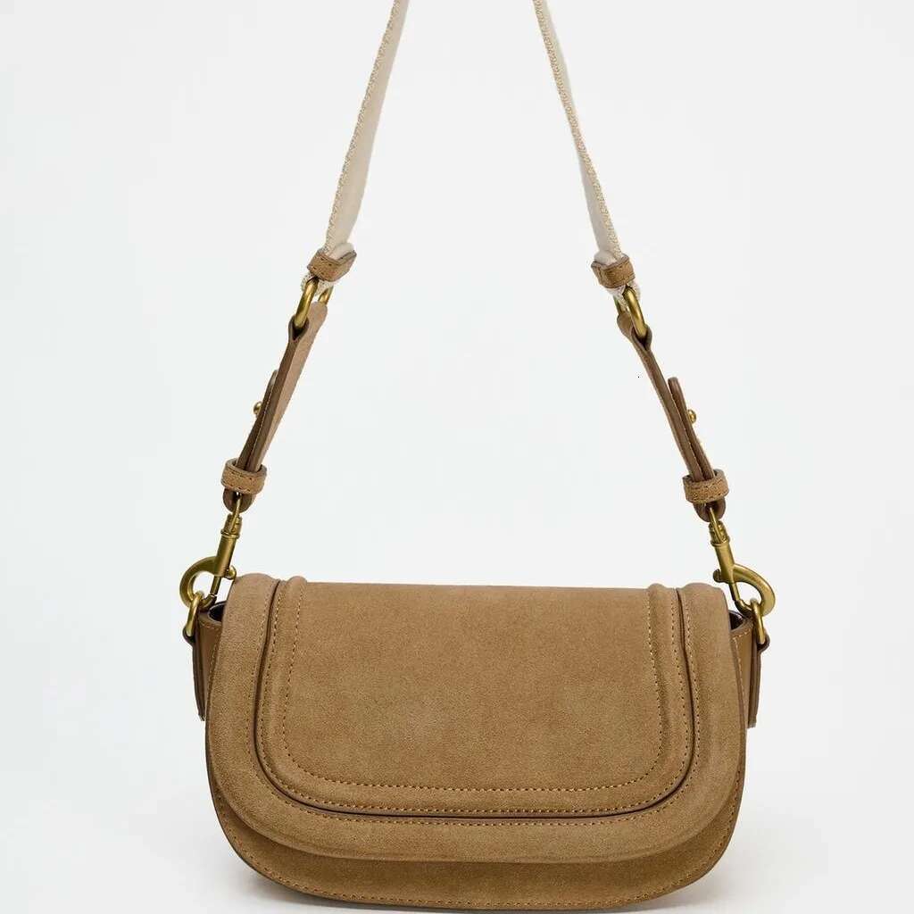 Vintage Faux Suede Saddle Women Shoulder Bags Designer Wide Strap Crossbody Bag Trend Autumn And Winter Small Flap Female Purse