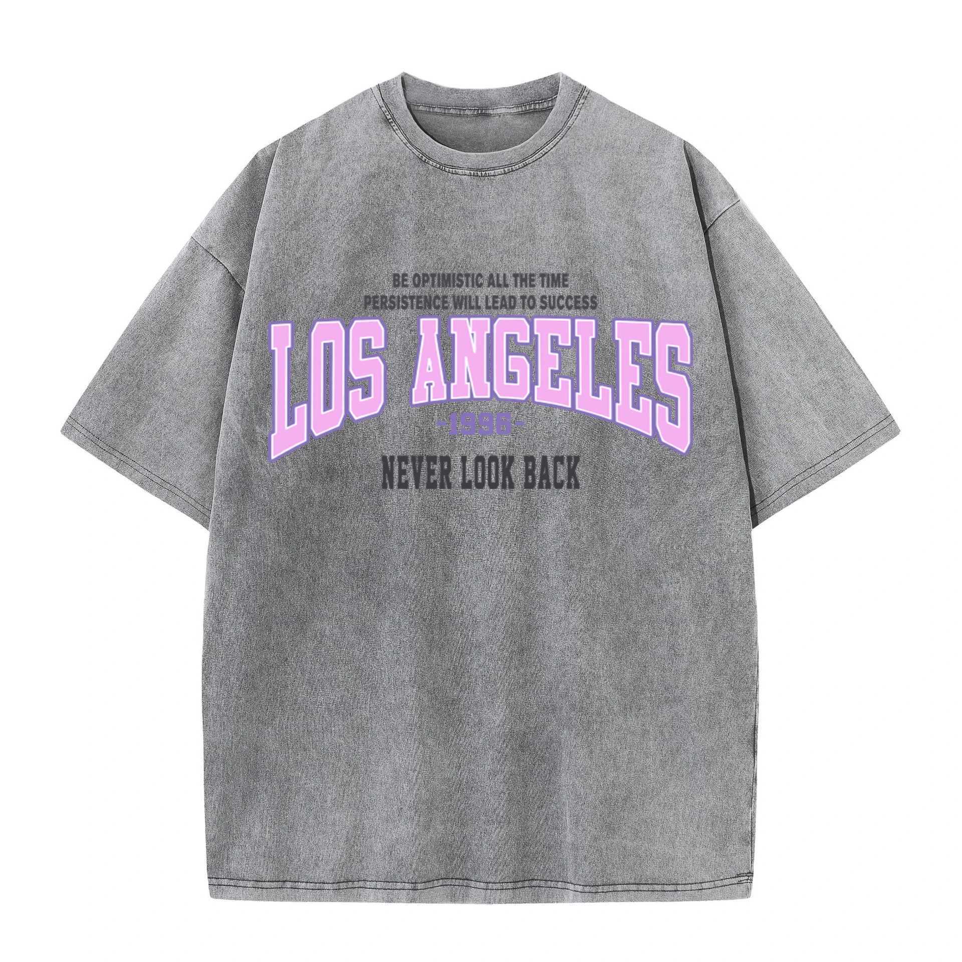 Womens cotton washed T-shirt trend loose T-shirt Los Angeles 1996 printed short sleeved summer street womens clothingT250320
