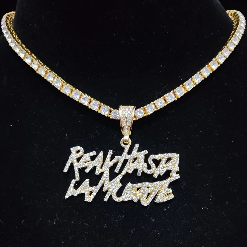 Men Women Hip Hop Letter Pendant Necklace 4mm Tennis chain Iced out Bling Hiphop pendants Necklaces Fashion Charm Jewelry 250320