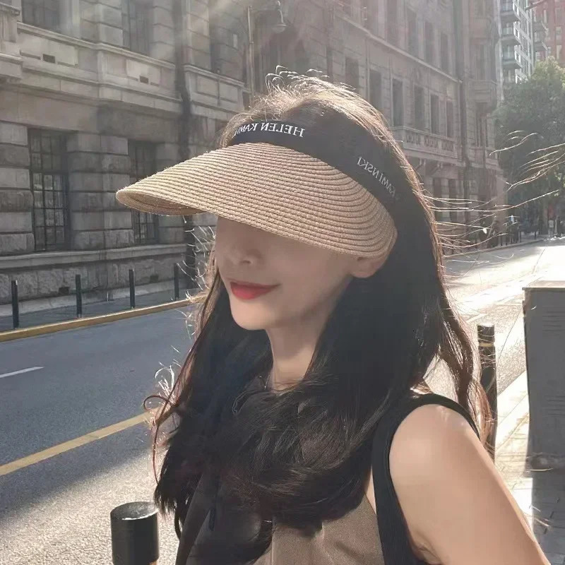 Grass Hollow Hat for Women Summer Beach Sun Protection Sun Shading Hair Hoop Sun Hat Straw Hat 250320