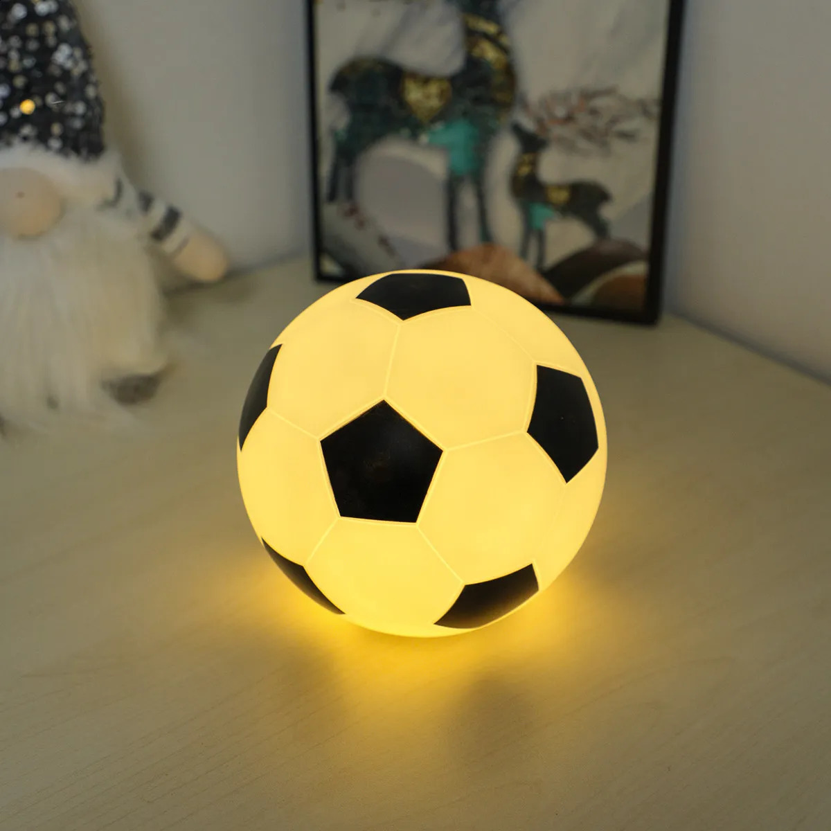 1pc 14cm/5.5in 3D Football Night Light Bedroom Desktop Decoration Soccer Lamp Battery Powered Perfect Gift For Teenagers Decor 250319