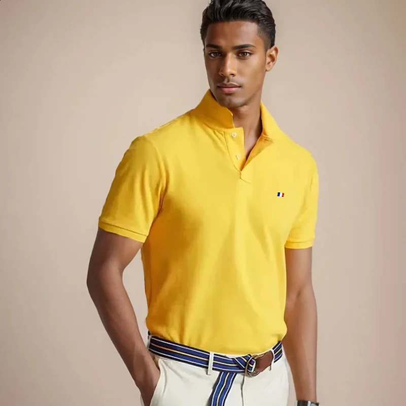 100% Cotton Mens Clothing Embroidered Polo Shirt Summer Business Casual Lapel Short Sleeve T-shirt Top S-5XL 250319