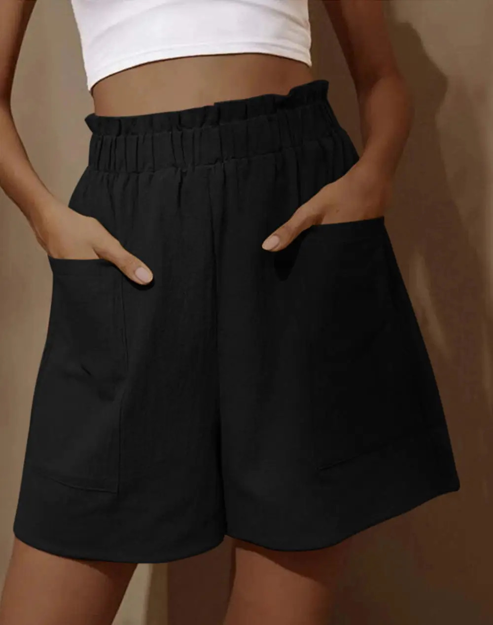 Women Summer Shorts Casual Sports Female Cotton and Linen Loose with Pockets 250320