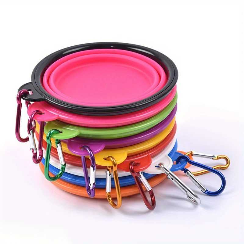 Dog Folding Bowl Portable Dog Travel Bowl Dog Food Water Bowl for Outdoor Walking Silicone Dog Food Water Bowl with Bowl Lip Y250319