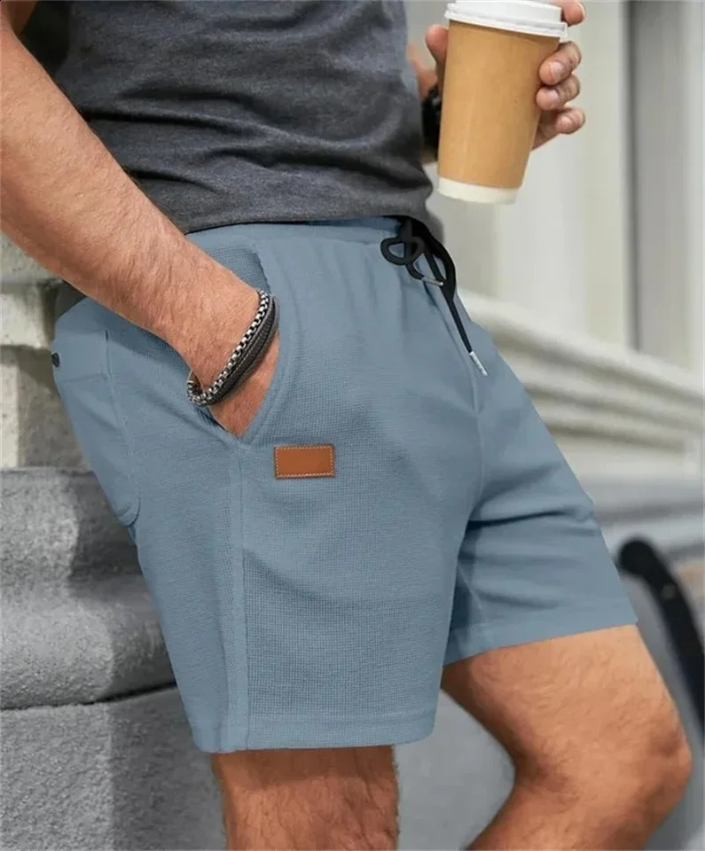 2024 Summer Solid Color Outdoor Sports Shorts Breathable Loose Fitness Training Mens 250312