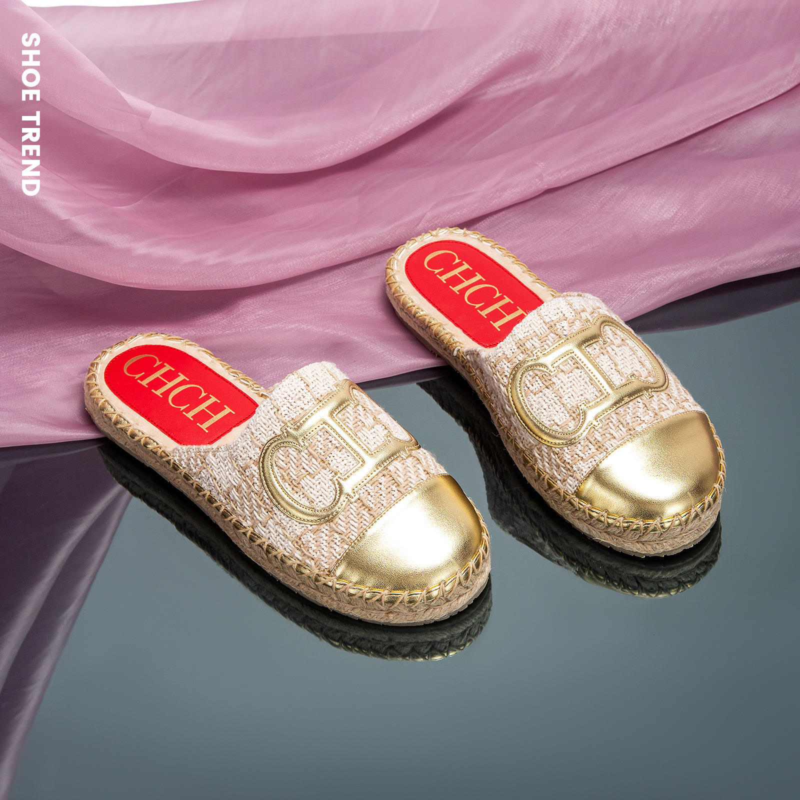 CHCH Baotou Flat Bottomed Small Fragrant Style For Women 2024 New Versatile Lazy Shoes Trend Empty Women's Slippers