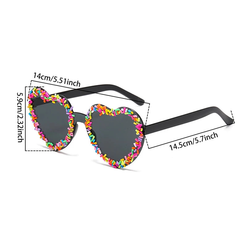 KAMMPT Heart Shape Sunglasses with Colorful Jimmies Women Stylish Cute Beach Sun Glasses Trendy Original Vacation Casual Shades 250320