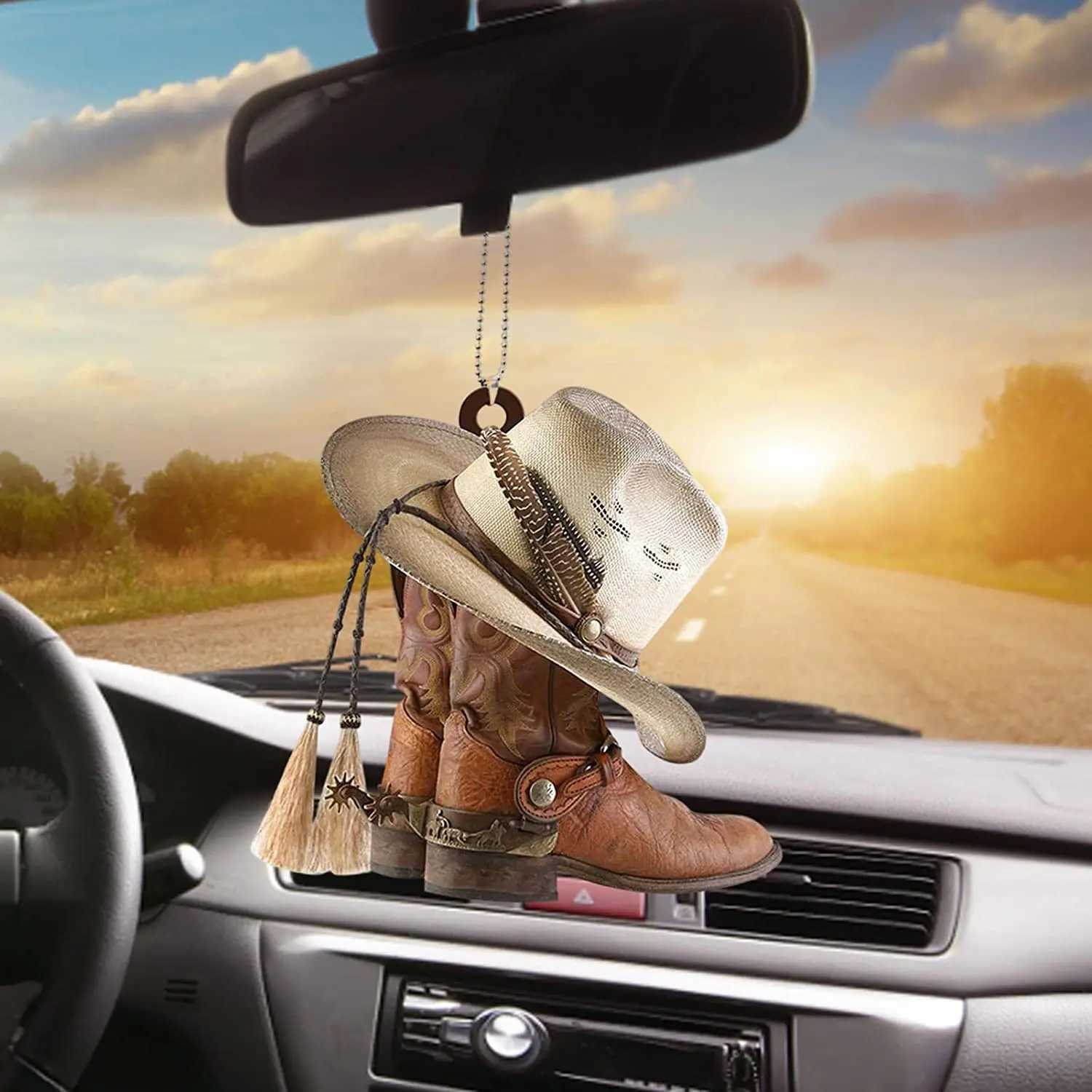 Acrylic Western Cowboy Boots Keychain Felt Hat Boots Texas Farm Saddle Western Backpack Family Party KeychainXJ250319