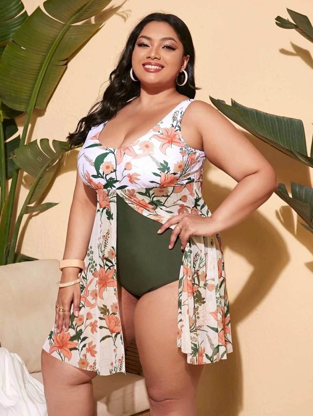 2024 womens onepiece swimsuit plus size push up big pure black beach wear 250320