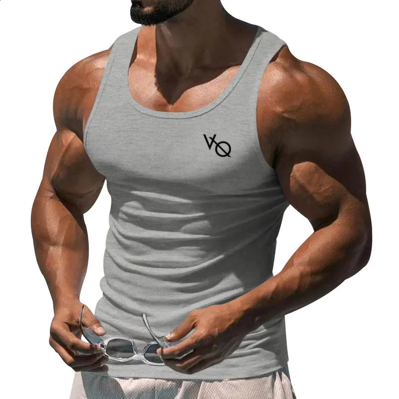 2024 Mens Tank Top Summer Gym Exercise Square Collar Sleeveless Tshirt Breathable And Comfortable Casual Sports Vest 250319