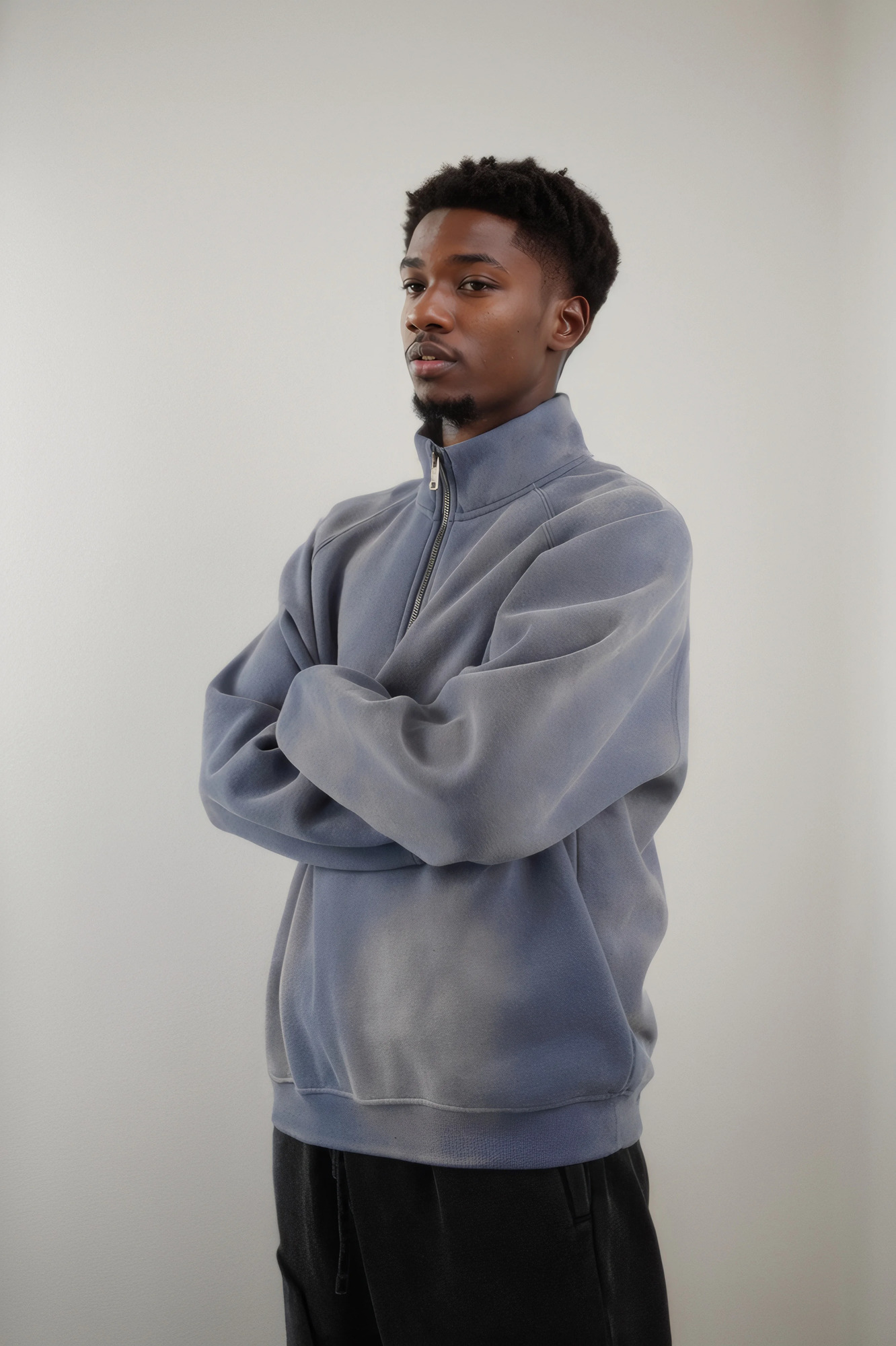 American Oversized Acid Wash Sun Faded Winter Sweatshirt Tops Quarter Zip Up Zipper Jogging Long Sleeve Hoodie Jacket Men 250320Z