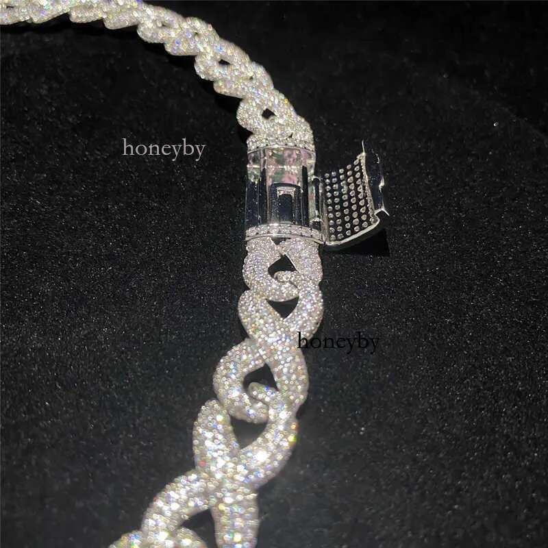 bracelet necklace mossanite Full Iced Out Classic Box Clasp Moissanite k Fine Hip Hop Men Jewelry Cuban Necklace Bg Dia Chain