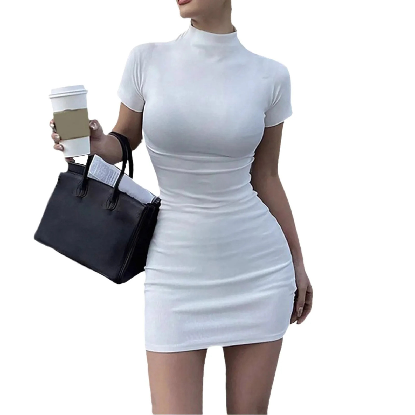 Womens Bodycon Dress 2024 High Neck Long Sleeve Suitable for Valentines Day Outing Club Date Evening 250319