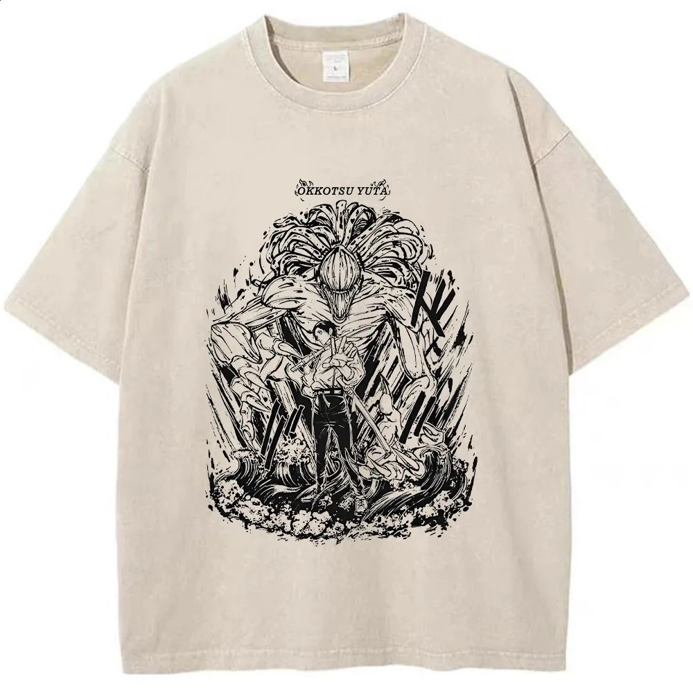 Jujutsu Kaisen Hip Hop Street Clothing Harajuku T-shirt Printed Mens Summer Short sleeved T-shirt Cotton Loose Top T-shirt 250317