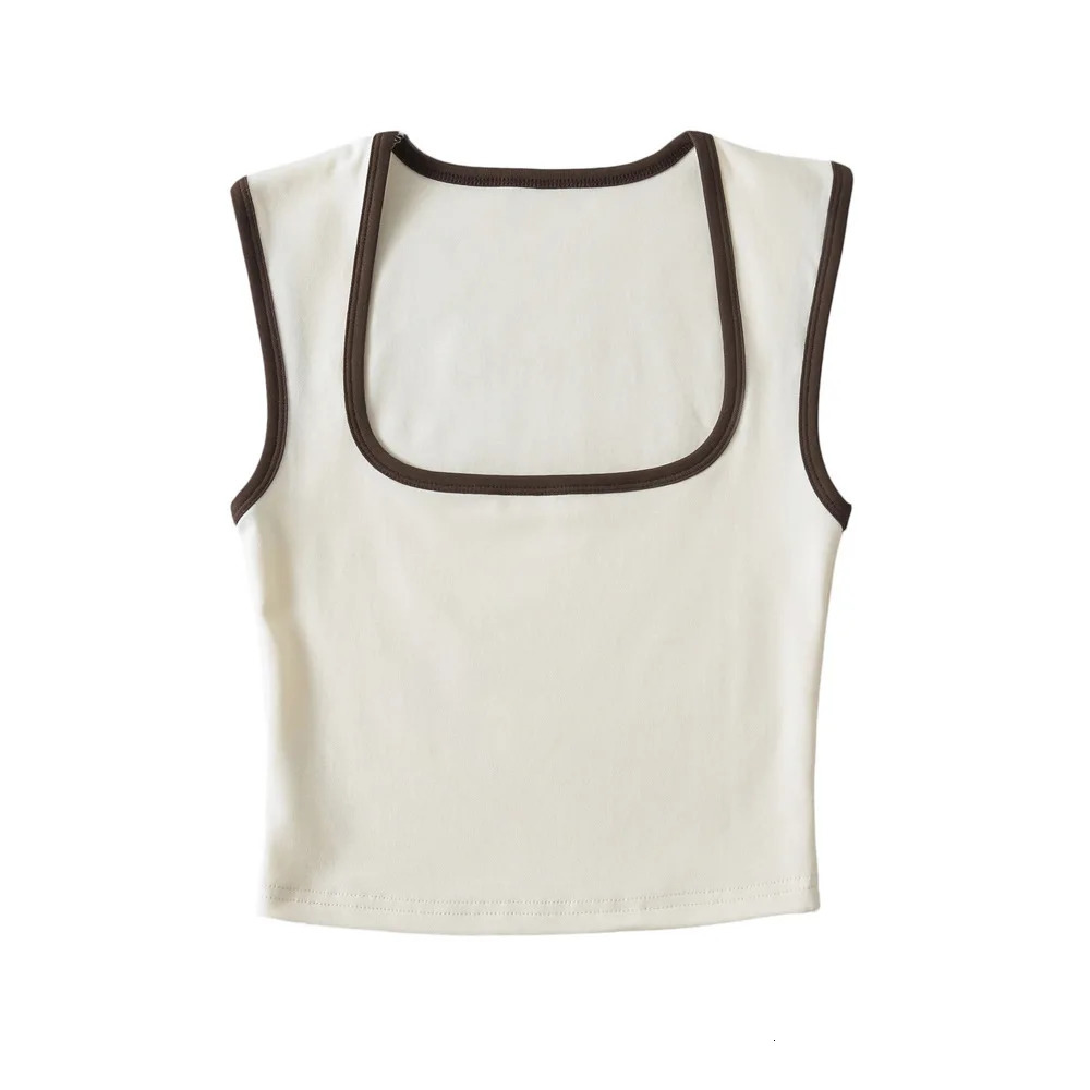 Chic Matching Ladys Singlet French Square Neck Tank Top Casual Running Vest Chest Padded Sports Underwear Yoga Training Top 250320