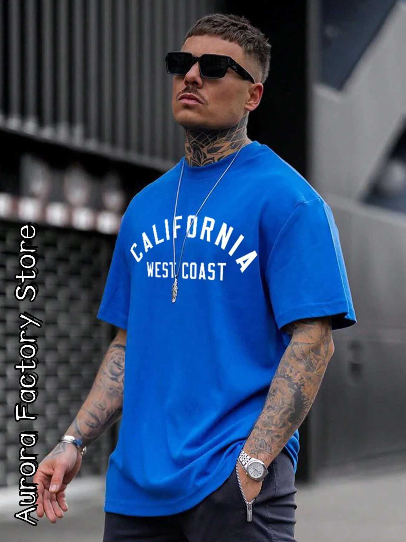 Summer Men Cotton T-Shirt California West Coast Tops Tees Male Fashion Letter Shirt Short Sleeve Clothing Harajuku StreetwearT250319