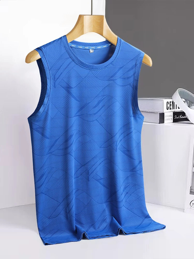 8xl 7xl 6xl Big Size Ice Silk Classic Tank Tops Men Sleeveless Shirt Black Blue Tees AllMatch QuickDrying TShirt 250319