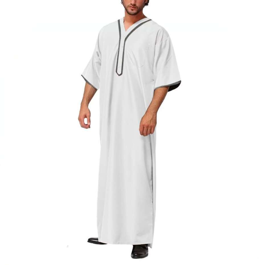 2025 New Muslim Arab Dubai Malaysia Men's Loose Robe Button Up Shirt For Men