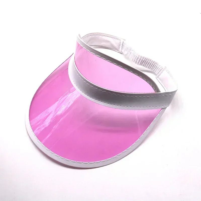 Outdoor Golf Cap Summer Plastic Visor Cap Tennis Beach Club Sun Visor Hat Pink UV-Resistant Plastic Adjustable Beach Sun Visor 250320