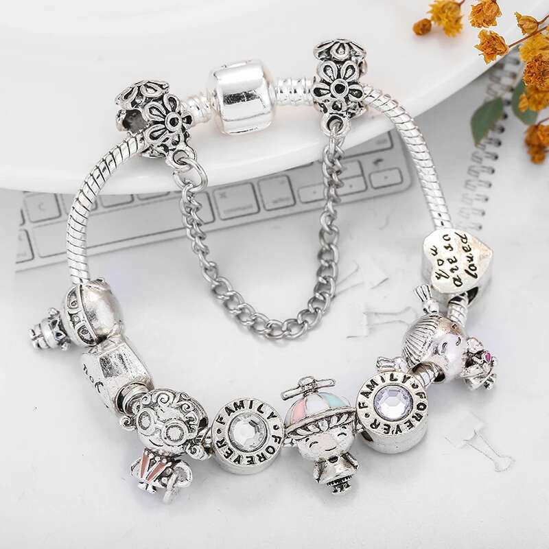 Forever Love Family Beads Charm Bracelet Bangle For Women Men Boy Girl Grandpa Grandma Beads Bracelets Meaningful Jewelry Gift