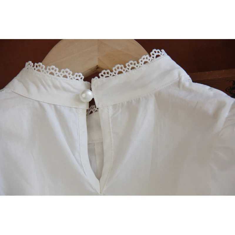 Girl Summer White Shirt Cotton Korean Lace Collar Top Preschool Fashion Childrens Short sleeved T-shirt 4 8 12 14 16T250320