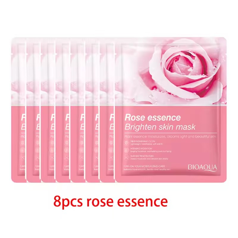 8pcs Face Mask Natural Fruit Plant Moisturizing Oil-Control Blueberry Orange Strawberry Rose Facial Masks Skin Care Cosmetics