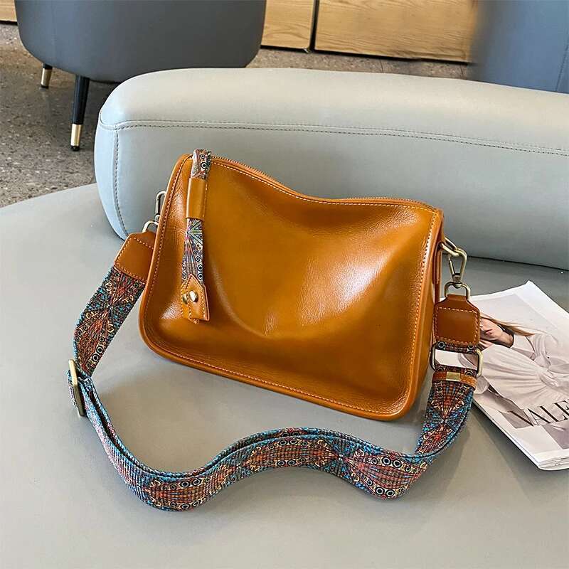 Women's Cowhide Genuine Leather Shoulder Bag Casual Designer Handbags Ladies Fashion Versatile Crossbody Bags For Female