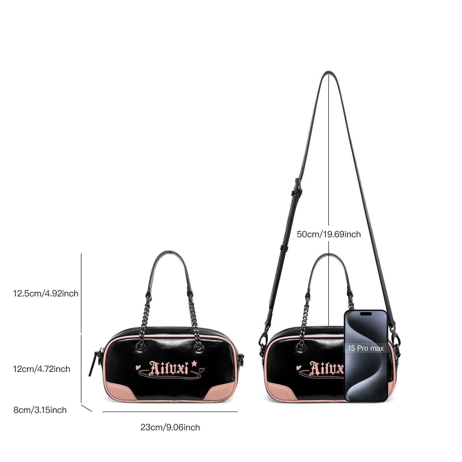 AILUXI New Original Design Boston Bag Luxury Replica Bowling Bag Textured Leather High-Quality Premium Handbag Y250319