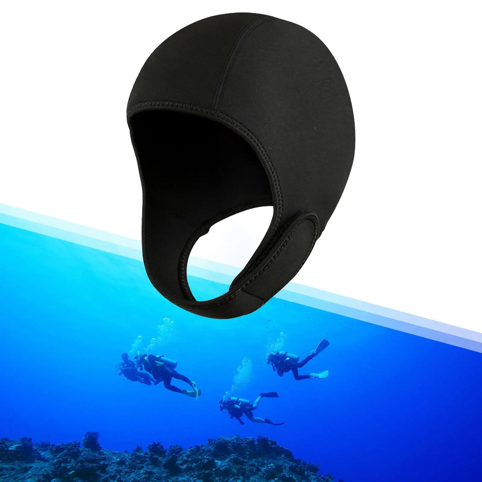 Diving Hood with Chin Strap Ear Protective 2mm Neoprene Wetsuit Hood Swimming Hat Surfing Hat for Women Men Winter Sailing Canoe 250320