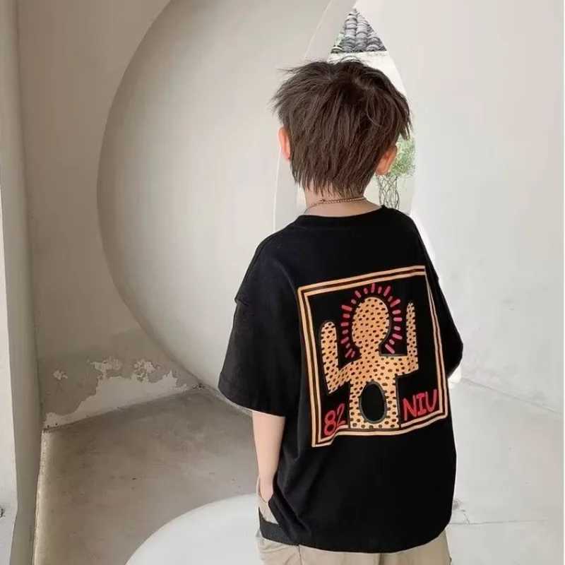 Trendy Childrens Summer Thin casual T-shirt Big Childrens Half sleeve Top New Boys T-shirt short sleevedT250320