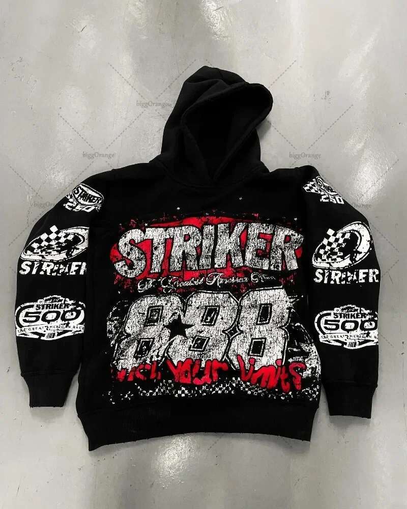 2024 American Style Letter Print Pullover Hoodie Haruku Retro Super Sweatshirt High Street Fashion Ins Top