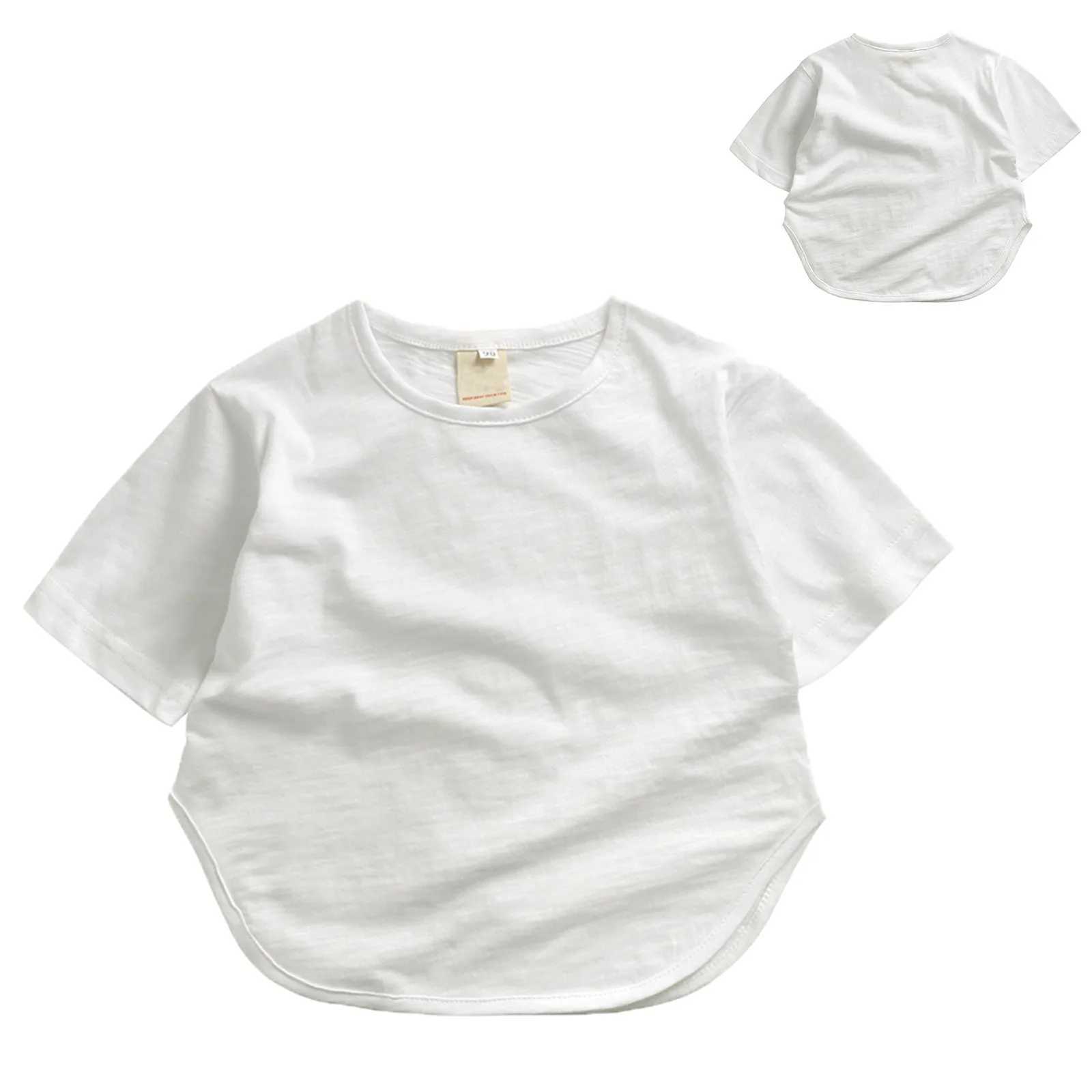 Preschool children girls boys short sleeved classic loose short sleeved solid color T-shirt teenagers childrens training tops 8 boysT250320