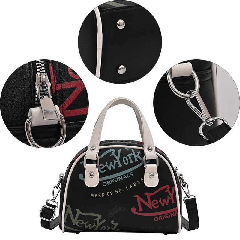 Womens cross body bag leather letter printing New York shell bag large capacity womens handbag Y250319