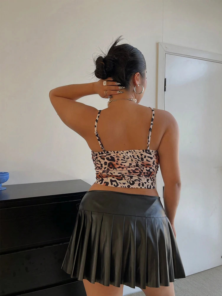 Plus Size Womens Leopard Lace Splicing Bowknot Camisole Top Lace Edge Y2K V Neck Slim Sexy Camisole Tank Top 250320