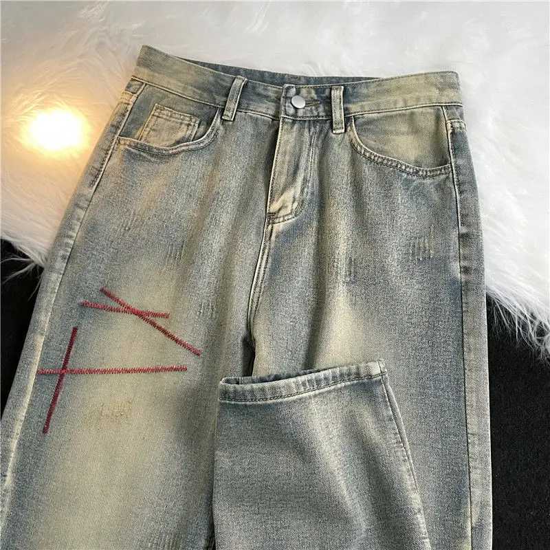 jeans for men in autumn winter loose straight-leg European American high street pants trendy brand washed wide-leg casualT250319