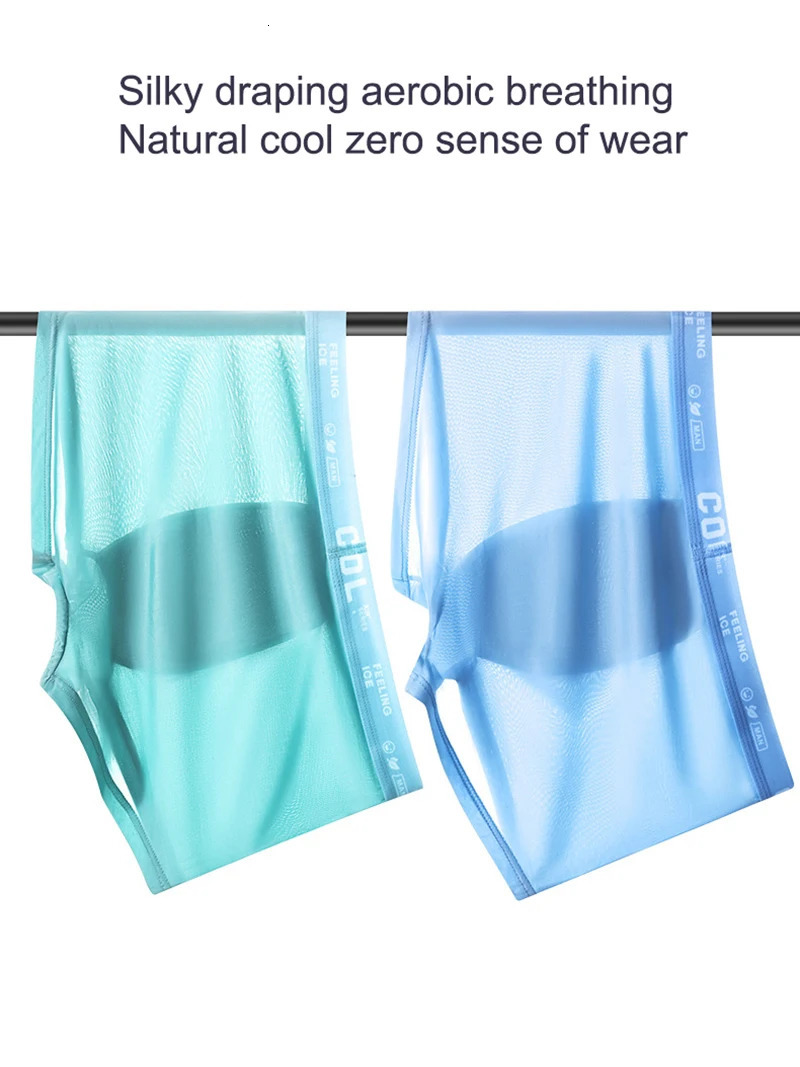 4 pieces of boxing shorts mens underwear ice silk sexy 3A antibacterial breathable elastic Plus size L6XL 250320