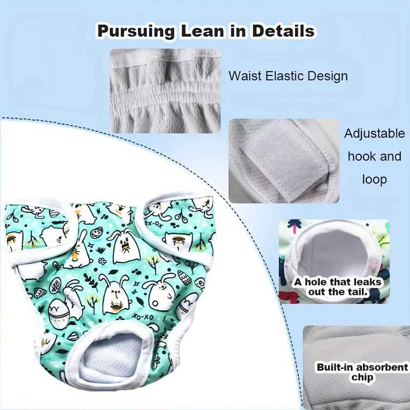 Female cute washable male dog diaper reusable highly absorbent leak proof male dog diaper 6-color dog physiological pants Y250320