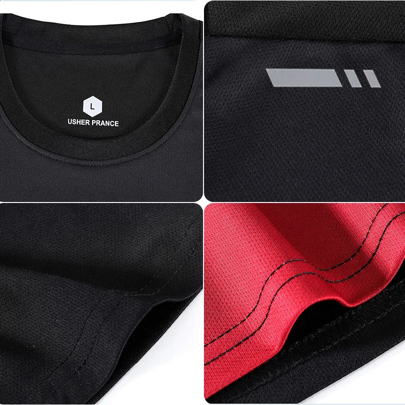 Summer men gradually color fast-drying short-sleeved shorts reflective sports suit teenagers leisure running fitness relaxed set 250319