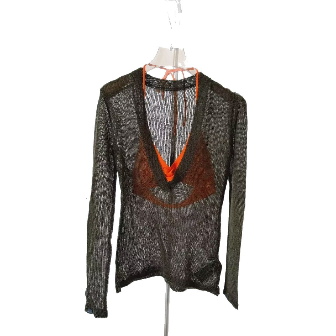 Spicy girl style correct version wool short V-neck contrasting tassel knitted cardigan