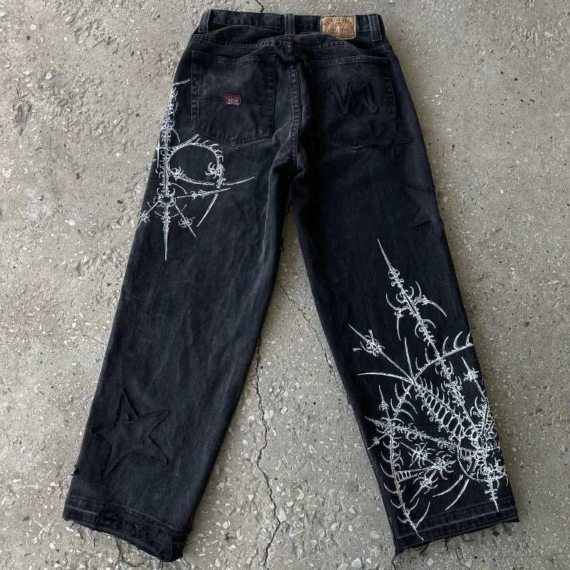 Gothic Baggy Jeans Y2K Style High Quality Retro Leisure Hip Hop Harajuku Street Clothing Mens Womens High Waist Trouser NewT250319