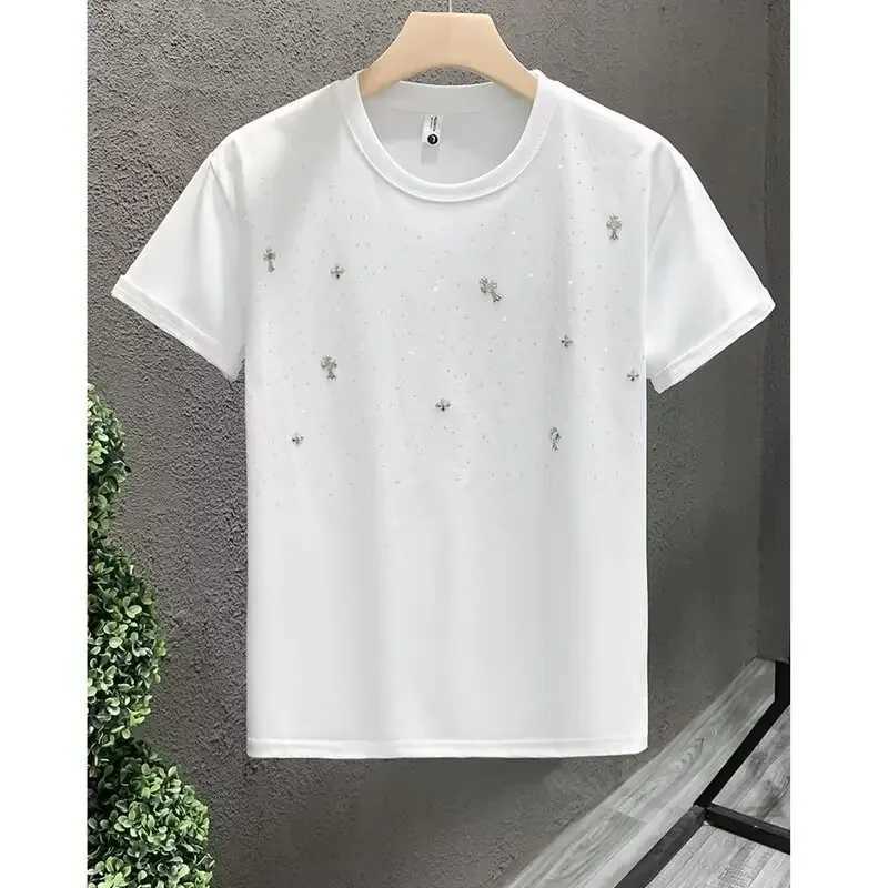 Summer New Mens Short sleeved T-shirt Trendy Brand European and American Hip Hop Style Round Neck Bottom Top Short SleeveT250319