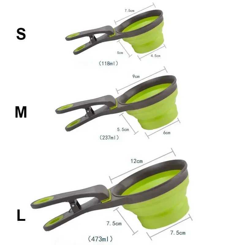 Pet folding feeder water spoon outdoor bowl cat food measuring cup dog food hairpin multifunctional and convenient pet supplies Y250319