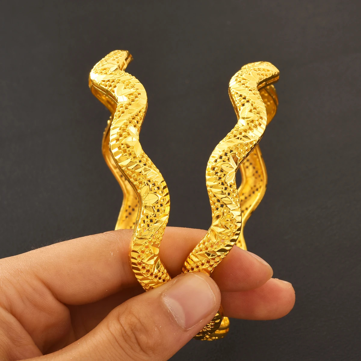 African Gold Color Bangles For Women Dubai Bracelet Jewellery Women Ethiopian Bride Wedding Bracelet Gifts#048 250320
