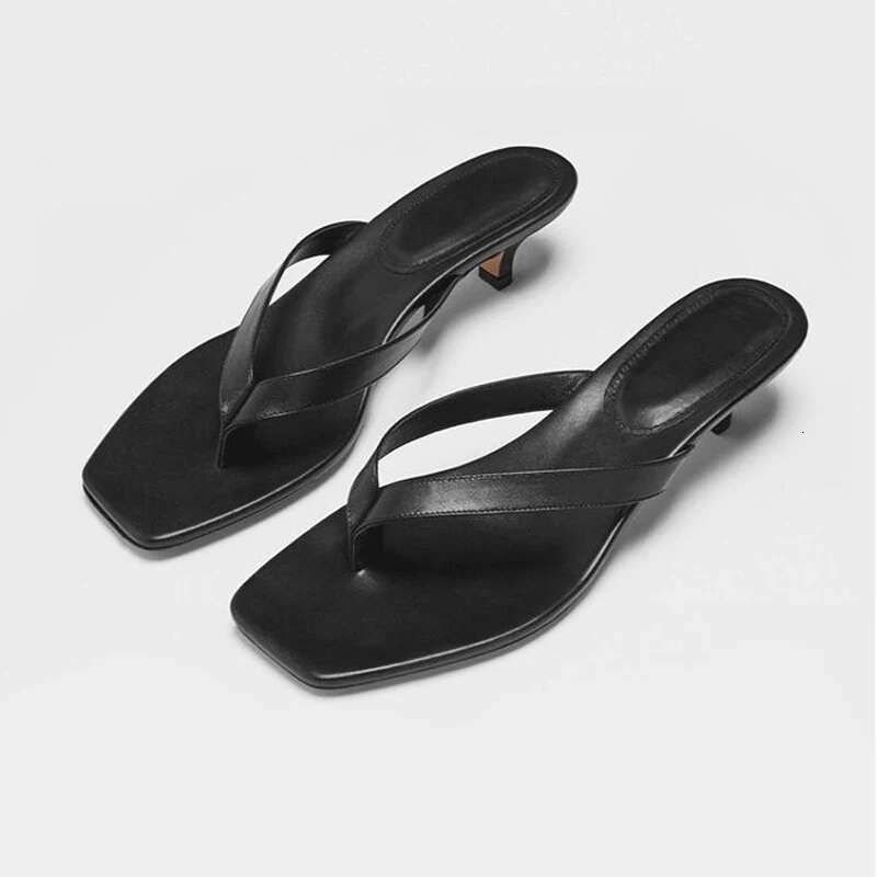 New Square Toe Flip Ps Sandals Stiletto Heels Kitten Heel Sandalias Mujer Summer Slipper Women