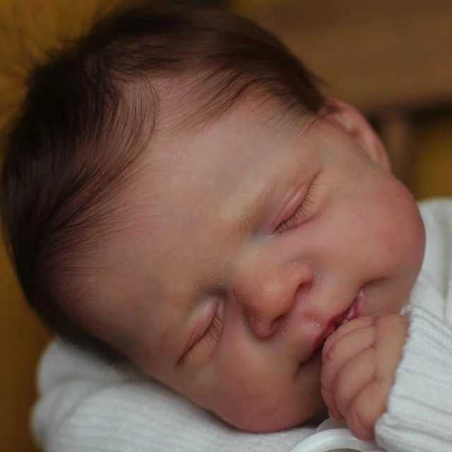 NPK 19 inch has been painted as a regenerated sleep baby doll the same as in the picture with a soft lifespan 3D skin touch and visible hair roots W25