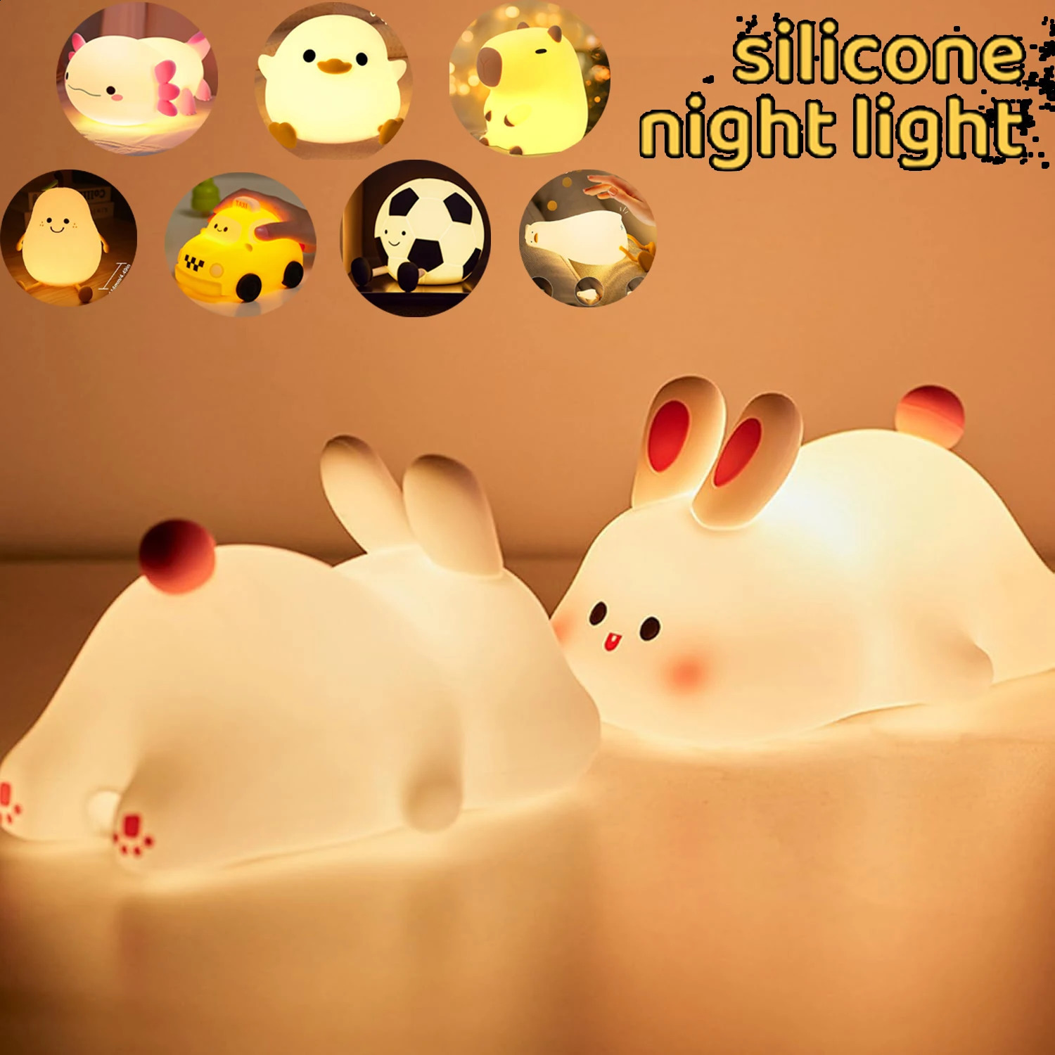 Soft Silicone Night Light - USB Rechargeable Touch Control 3-Level Dimmable Bedside Lamp for Nursery Kids Babies Gift Decor 250319